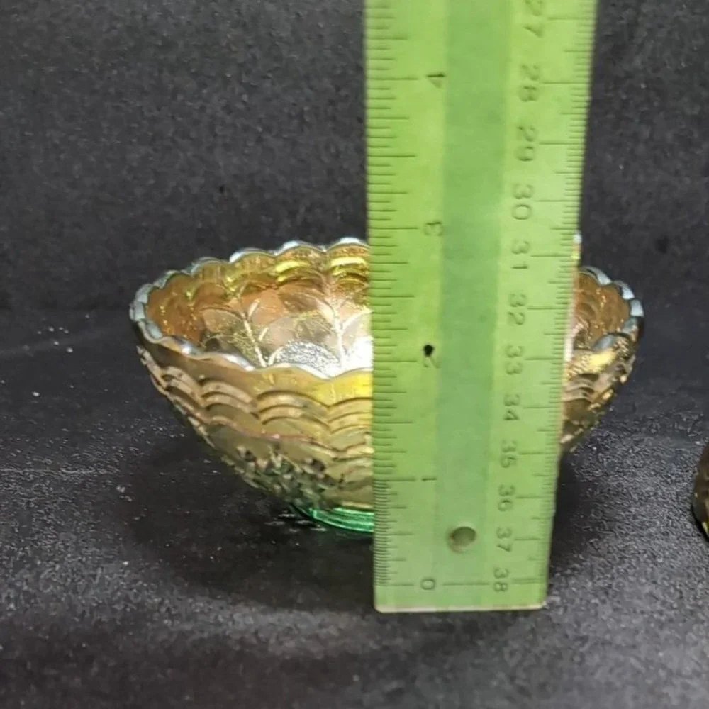 Imperial Glass Helios Carnival Bowls, Set of 2, Vintage Leaf‎ & Grape Pattern